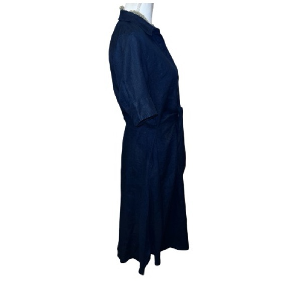 Ralph Lauren Tie-front Linen Shirtdress with pockets in navy - Picture 6 of 14